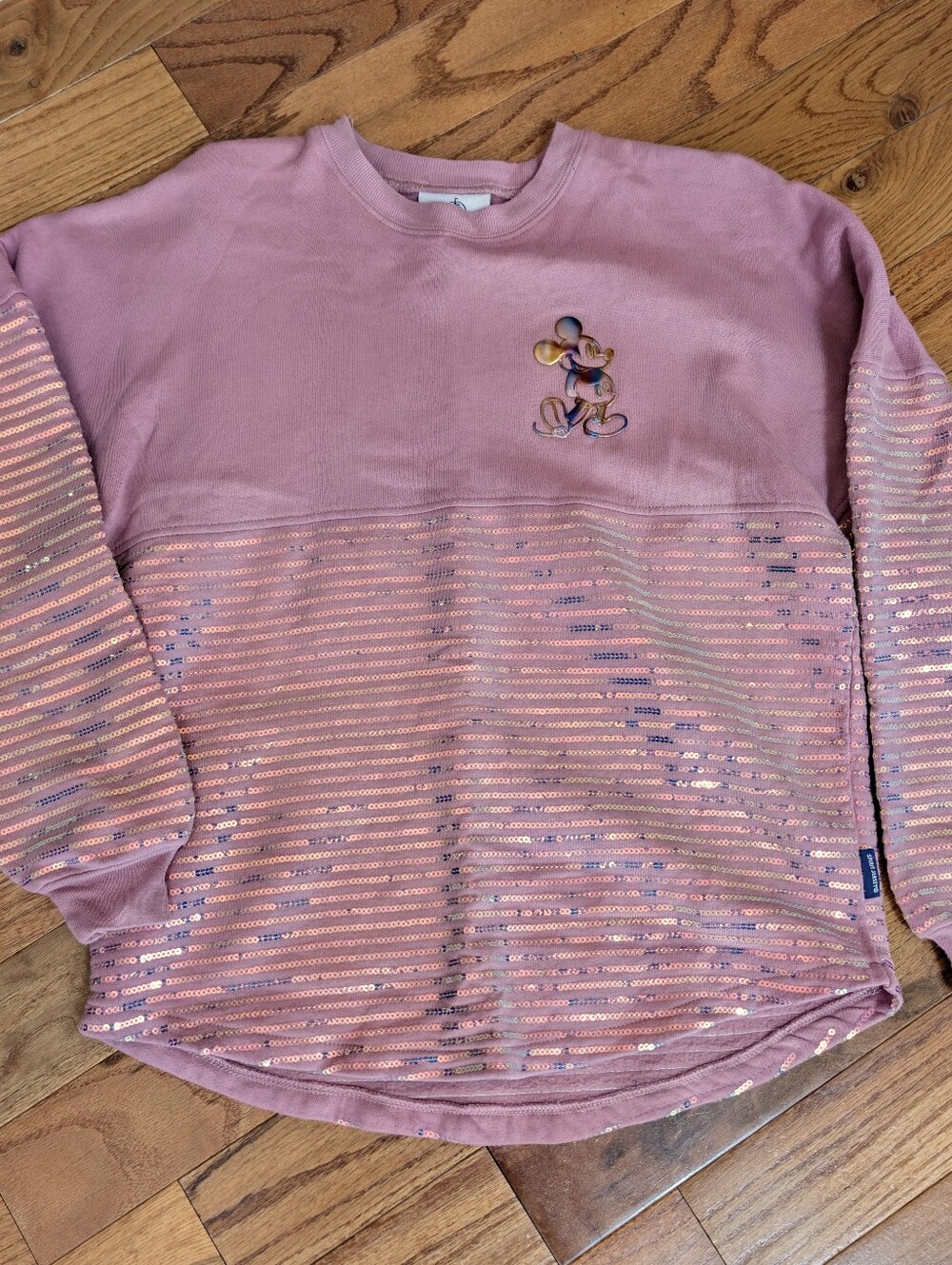Disneyland Resort Pink Iridescent Rainbow Sequin Stripe Spirit Jersey XS Oversiz